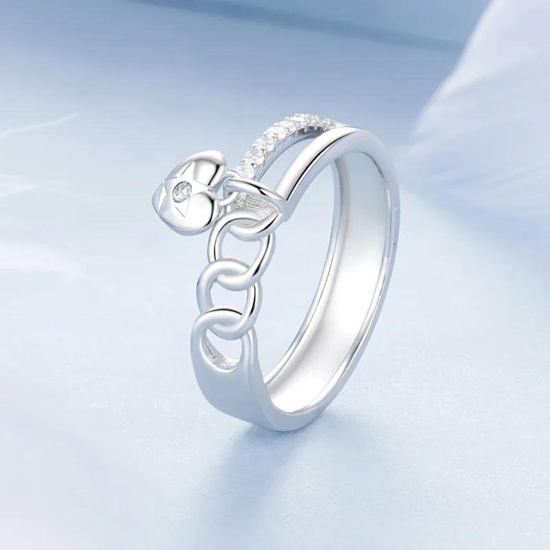 (immagine per) Anello a doppia catena a forma di cuore in stile PANDORA - BSR572 - Visualizza 2