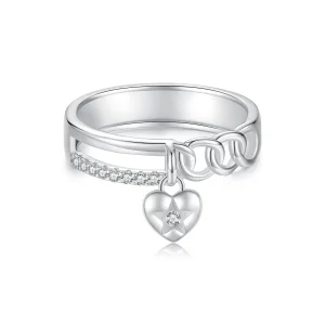 Anello a doppia catena a forma di cuore in stile PANDORA - BSR572 (immagine per) Anello a doppia catena a forma di cuore in stile PANDORA - BSR572