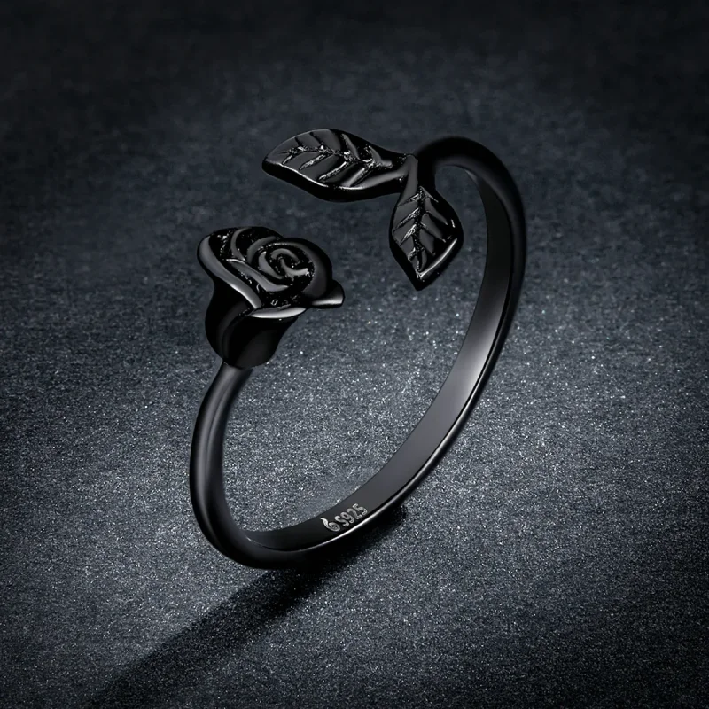 (immagine per) Anello aperto in stile PANDORA con rosa nera - BSR239 - Visualizza 5