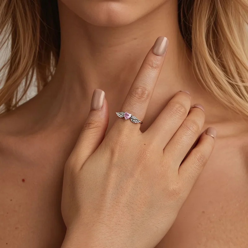 (immagine per) Anello con ali a forma di cuore in stile PANDORA - SCR874 - Visualizza 2