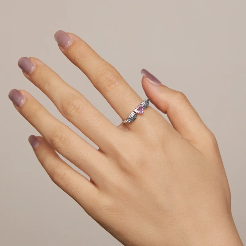 (immagine per) Anello con ali a forma di cuore in stile PANDORA - SCR874 - Visualizza 3