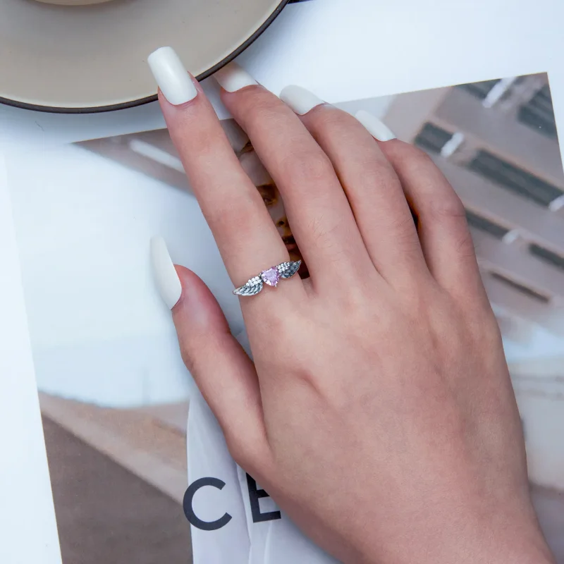 (immagine per) Anello con ali a forma di cuore in stile PANDORA - SCR874 - Visualizza 6