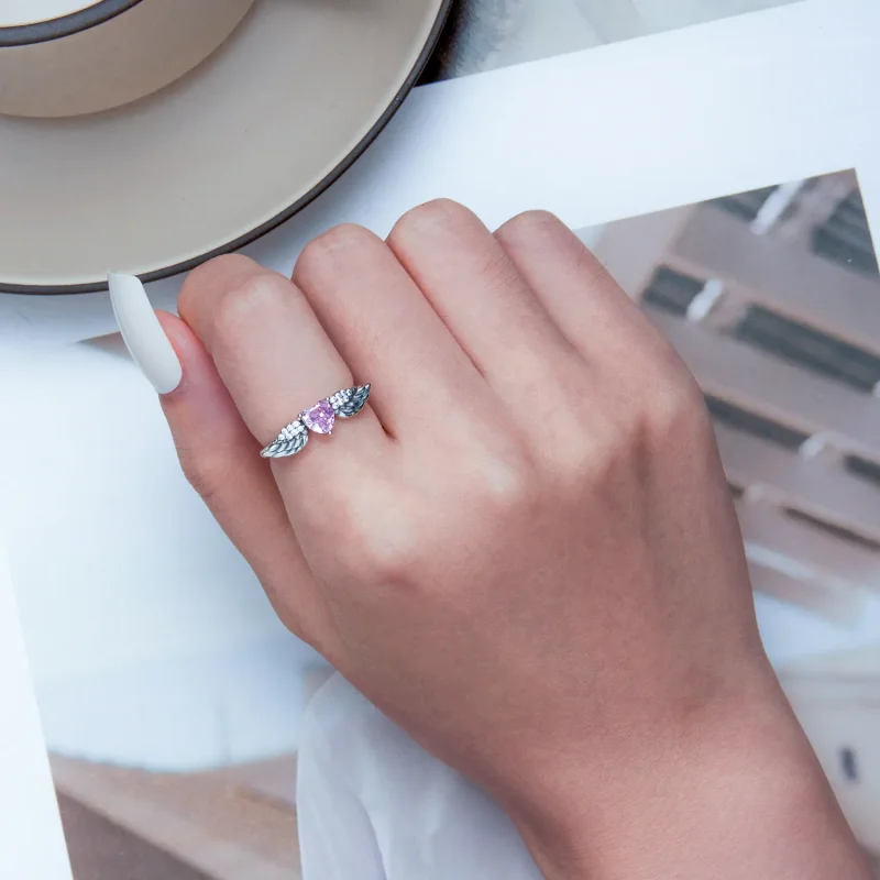 (immagine per) Anello con ali a forma di cuore in stile PANDORA - SCR874 - Visualizza 7