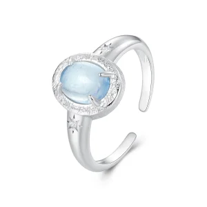 (immagine per) Anello in stile PANDORA con acquamarina naturale - BSR579-E