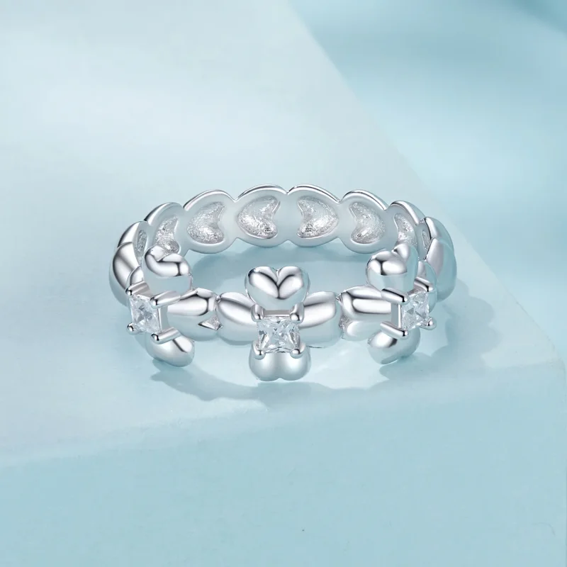 (immagine per) Anello stile PANDORA con quadrifoglio - SCR1045 - Visualizza 3