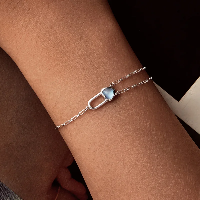 (immagine per) Bracciale in acquamarina naturale stile PANDORA - BSB191 - Visualizza 3