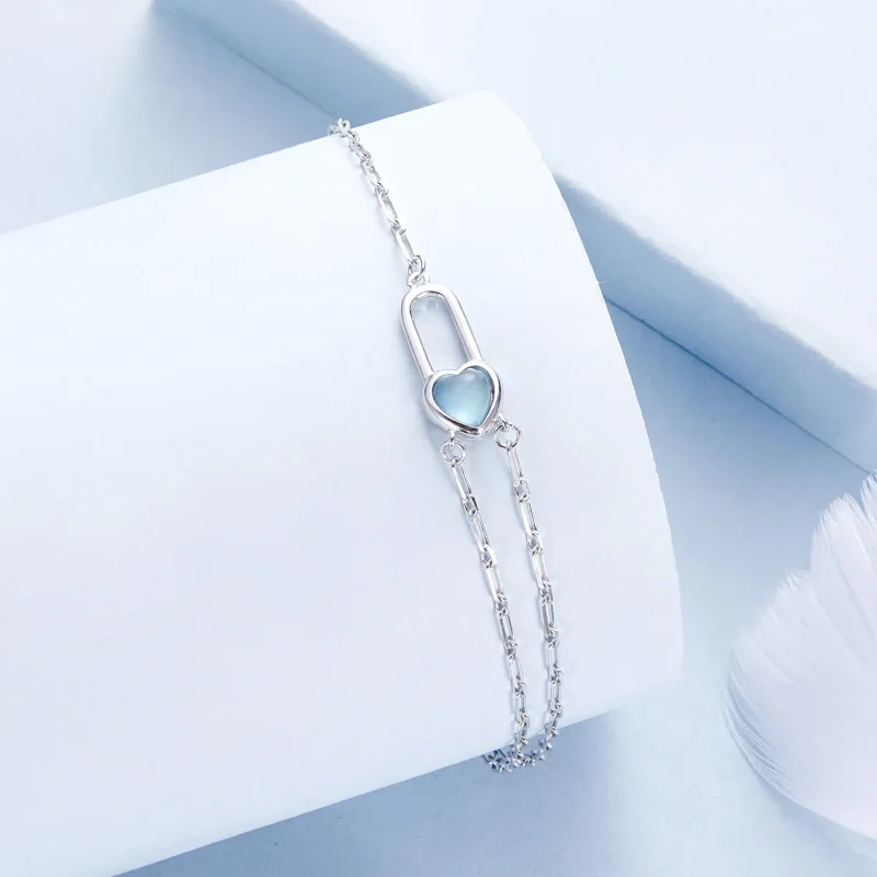 (immagine per) Bracciale in acquamarina naturale stile PANDORA - BSB191 - Visualizza 2