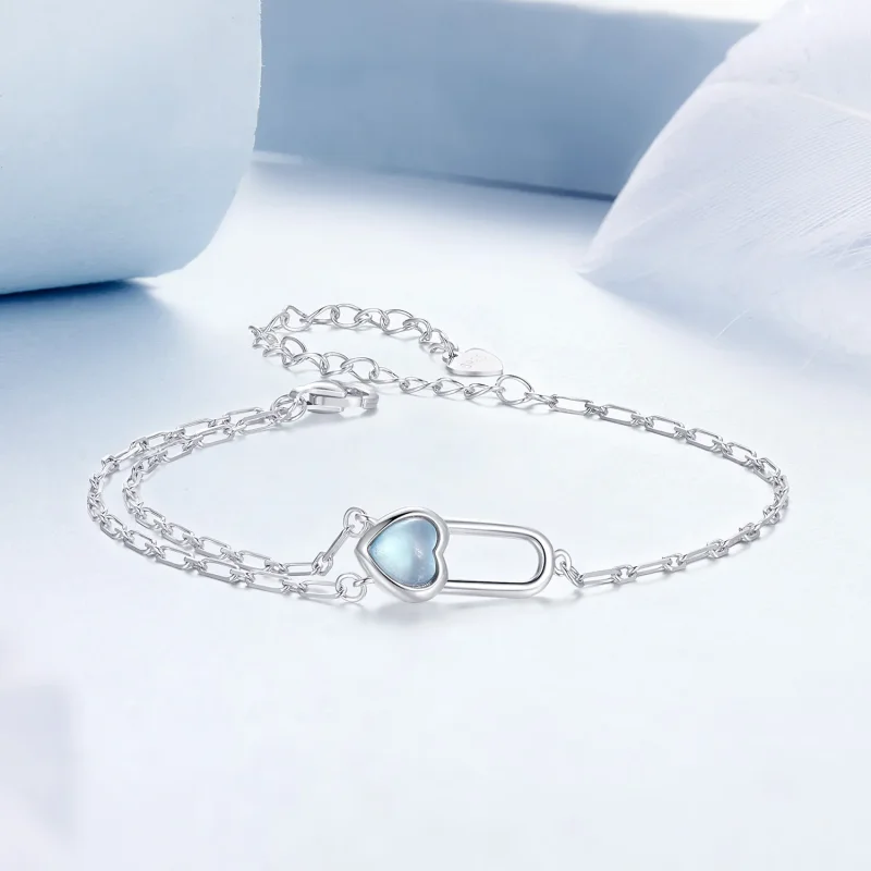 (immagine per) Bracciale in acquamarina naturale stile PANDORA - BSB191 - Visualizza 4