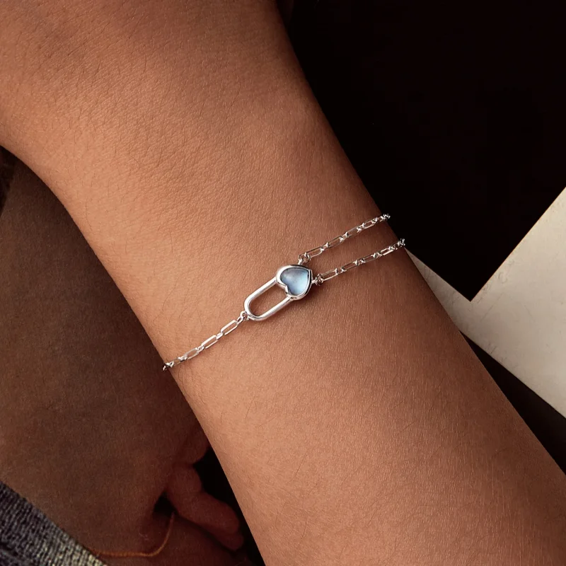 (immagine per) Bracciale in acquamarina naturale stile PANDORA - BSB191 - Visualizza 5