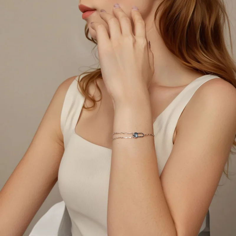 (immagine per) Bracciale in acquamarina naturale stile PANDORA - BSB191 - Visualizza 8