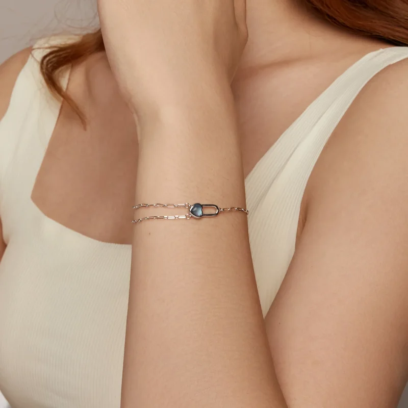 (immagine per) Bracciale in acquamarina naturale stile PANDORA - BSB191 - Visualizza 9