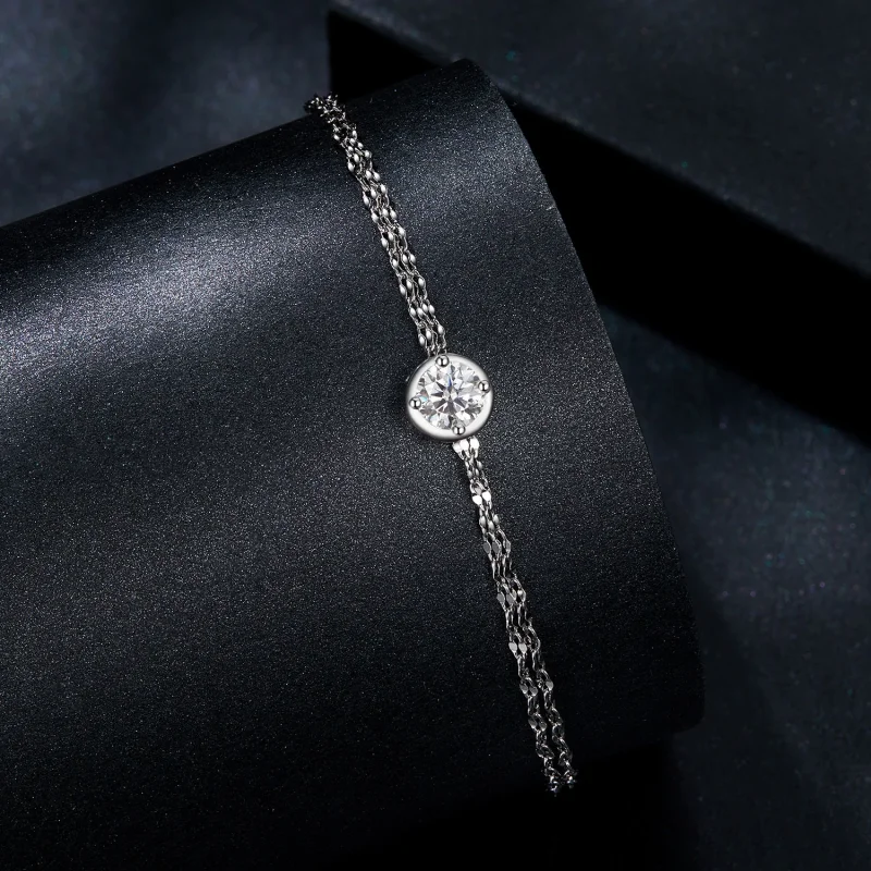 (immagine per) Bracciale PANDORA Style Moissanite a doppia piastrella da 0,5 ct (con un certifi - Visualizza 2