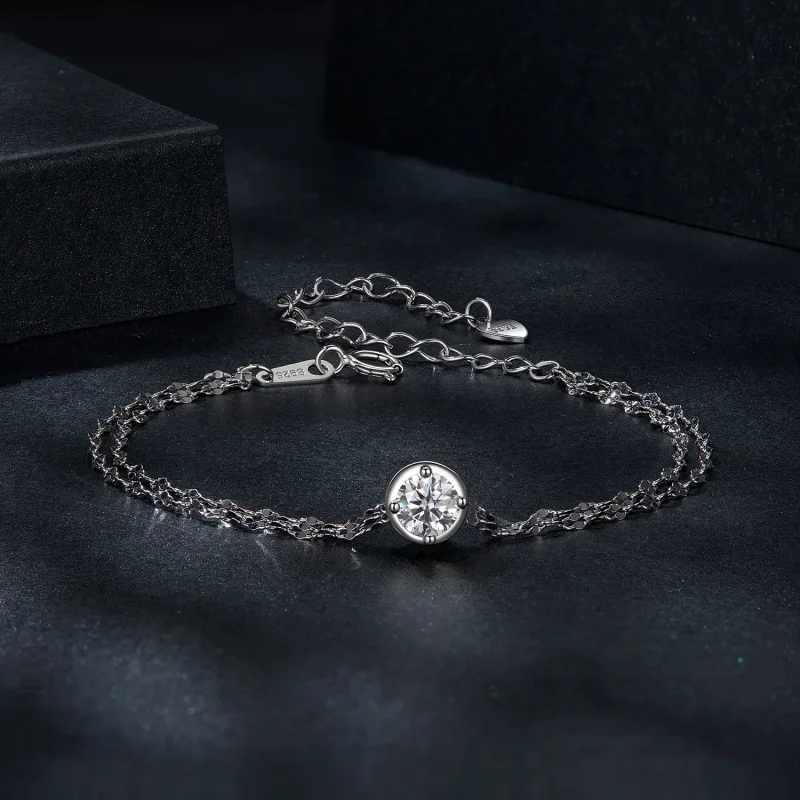 (immagine per) Bracciale PANDORA Style Moissanite a doppia piastrella da 0,5 ct (con un certifi - Visualizza 3