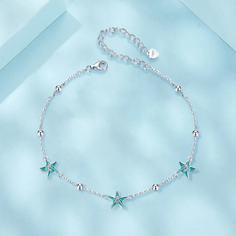 (immagine per) Cavigliera stile PANDORA Starfish Teal - SCT026 - Visualizza 3