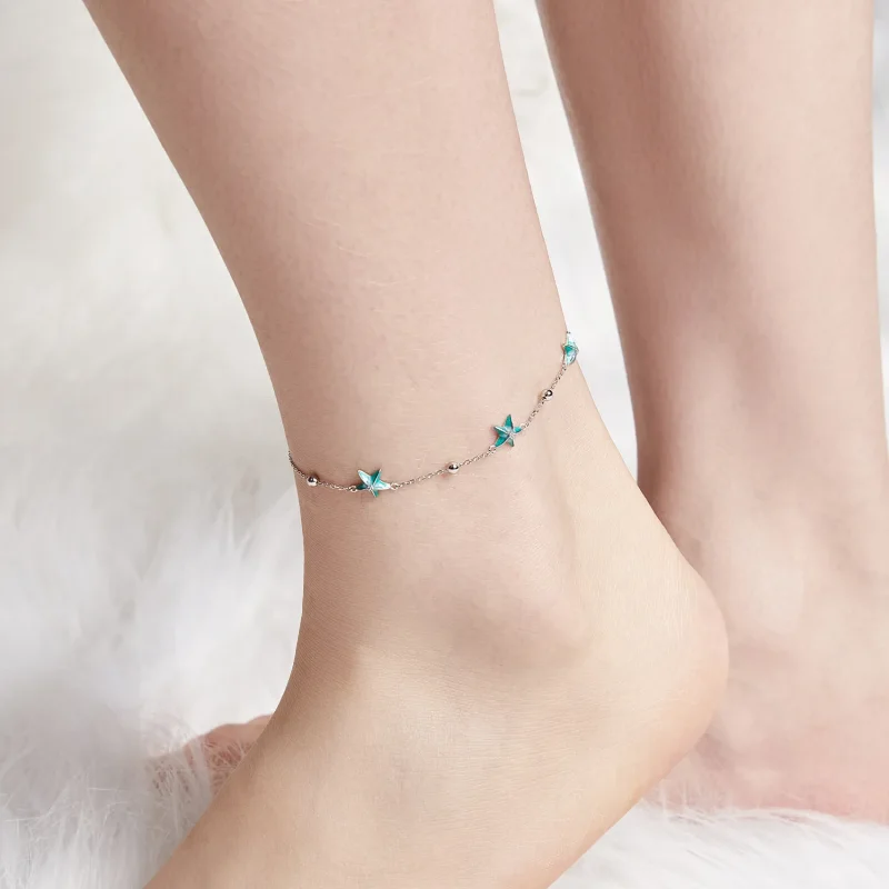 (immagine per) Cavigliera stile PANDORA Starfish Teal - SCT026 - Visualizza 5