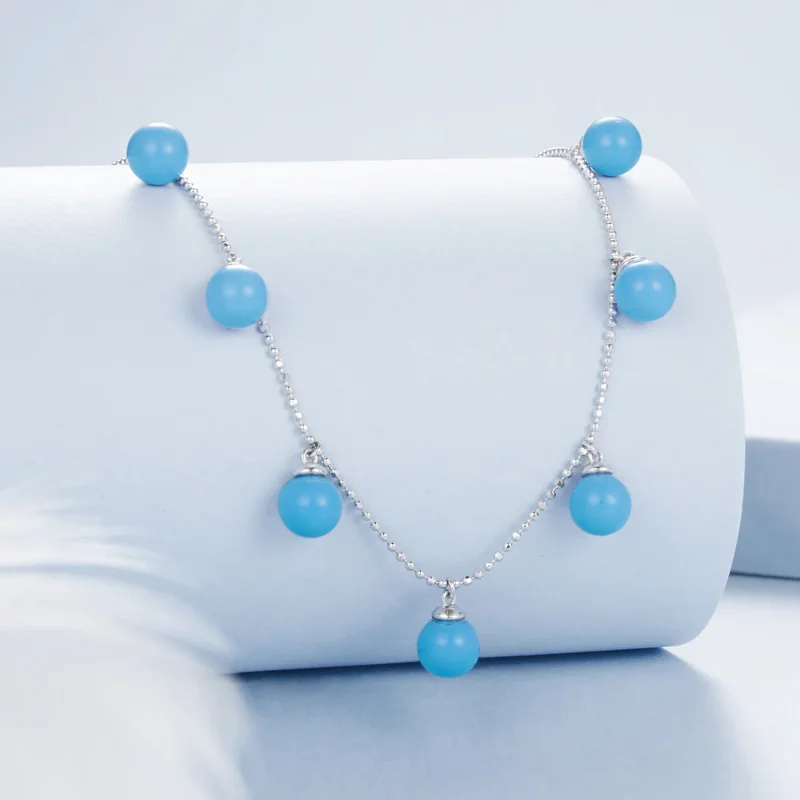 (immagine per) Collana clavicola blu turchese stile PANDORA - BSN405 - Visualizza 2