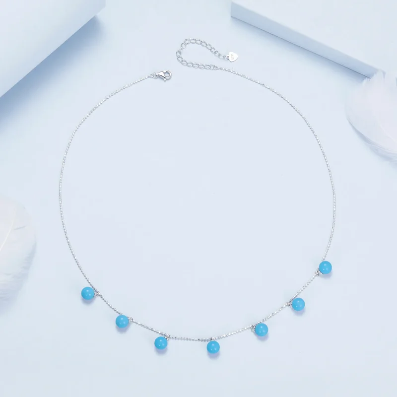 (immagine per) Collana clavicola blu turchese stile PANDORA - BSN405 - Visualizza 4