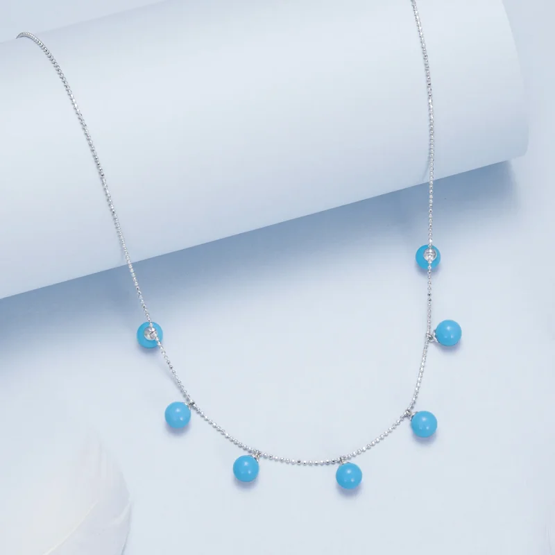(immagine per) Collana clavicola blu turchese stile PANDORA - BSN405 - Visualizza 5