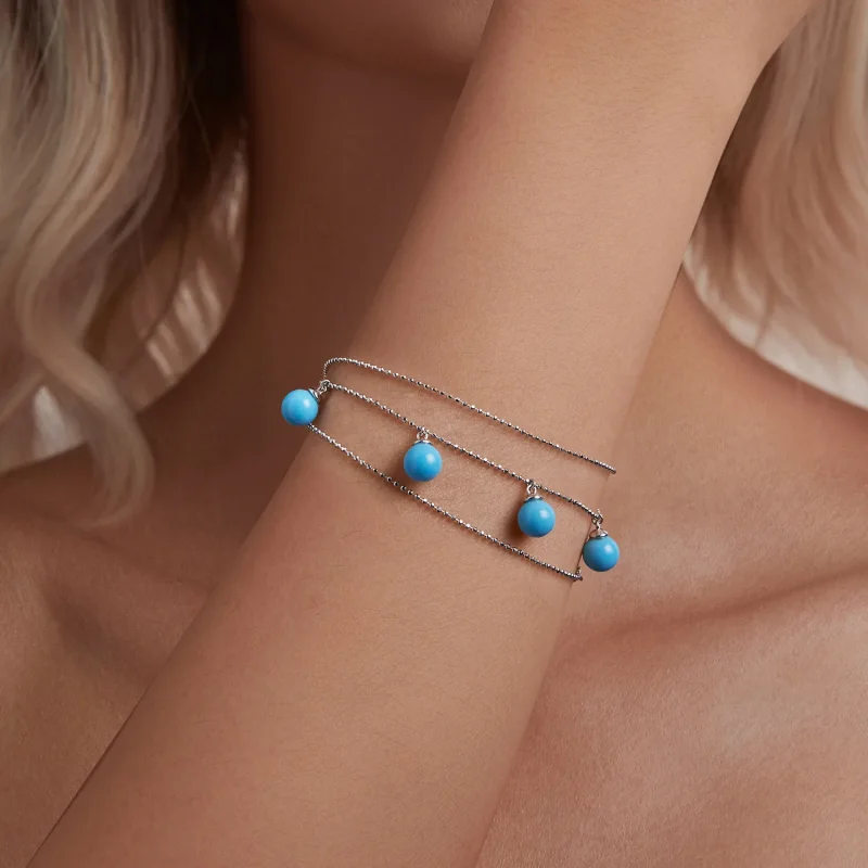 (immagine per) Collana clavicola blu turchese stile PANDORA - BSN405 - Visualizza 7