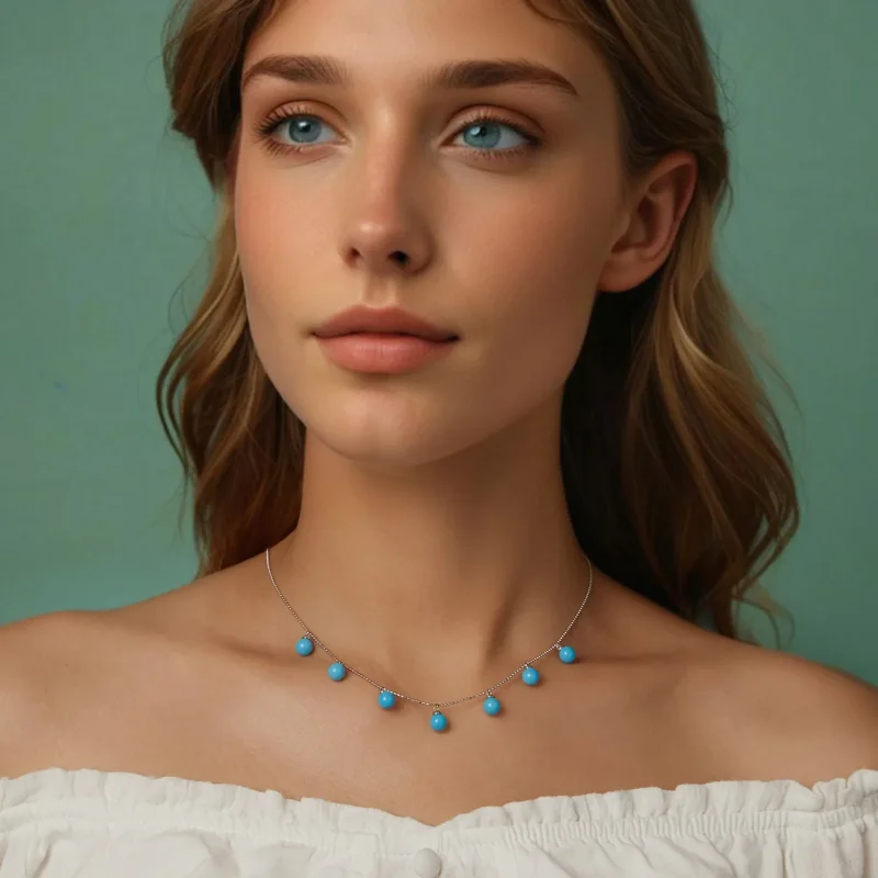 (immagine per) Collana clavicola blu turchese stile PANDORA - BSN405 - Visualizza 8