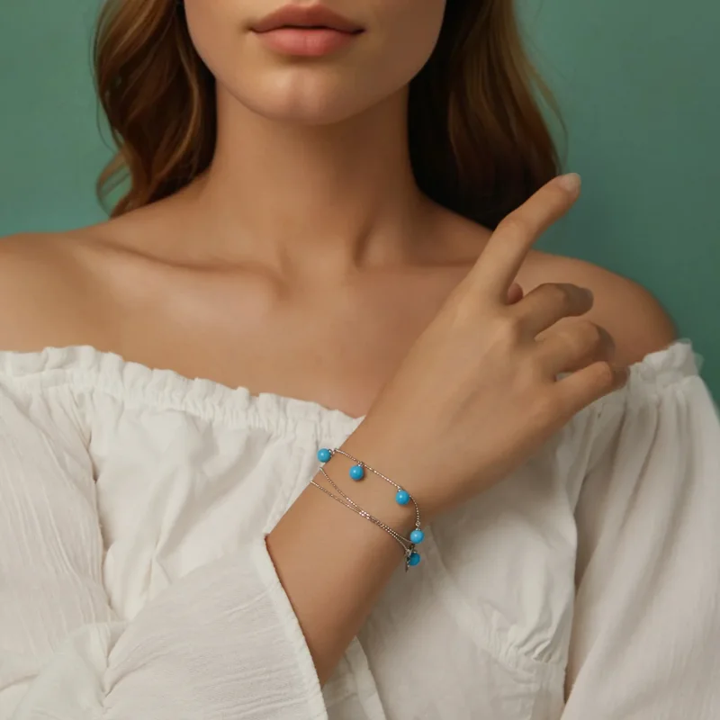 (immagine per) Collana clavicola blu turchese stile PANDORA - BSN405 - Visualizza 10