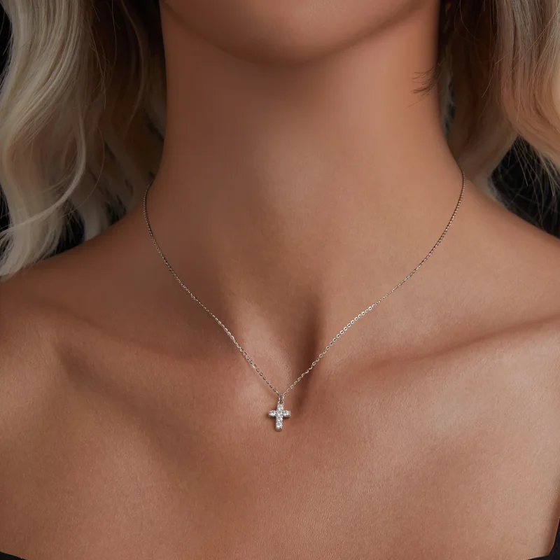 (immagine per) Collana con croce stile PANDORA (con un certificato) - MSN039 - Visualizza 4