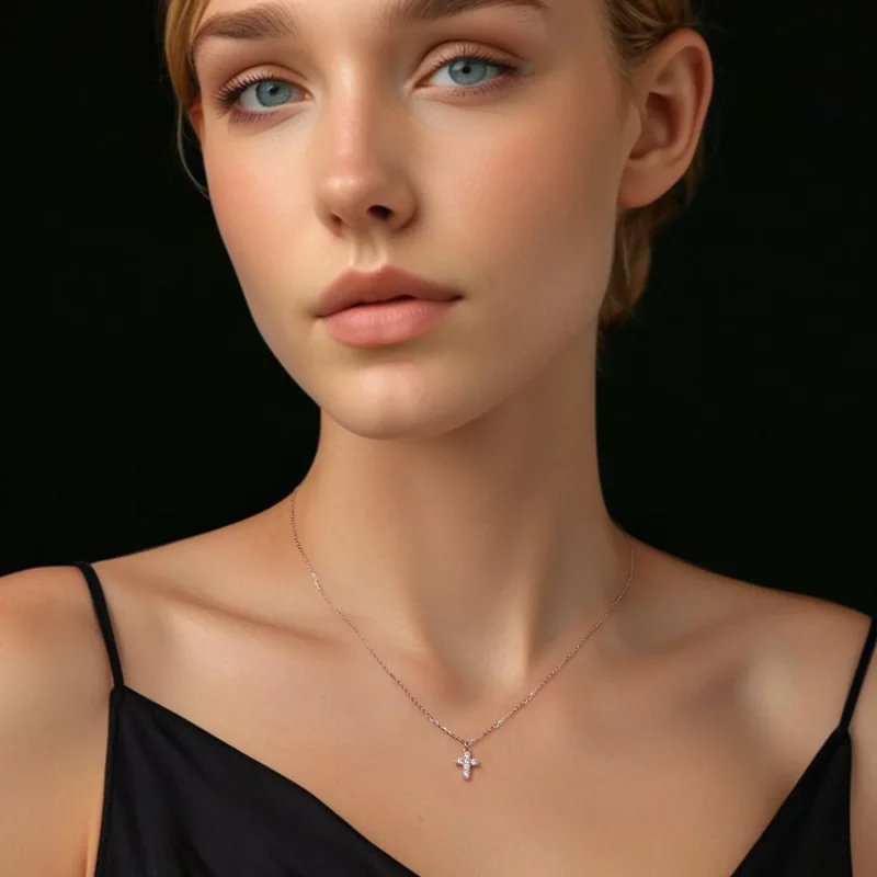 (immagine per) Collana con croce stile PANDORA (con un certificato) - MSN039 - Visualizza 5