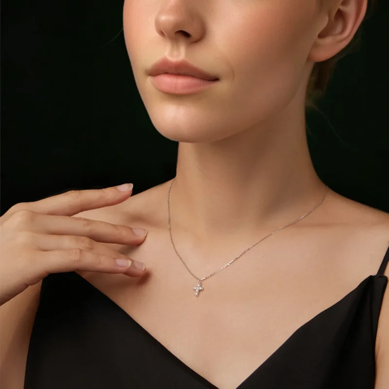 (immagine per) Collana con croce stile PANDORA (con un certificato) - MSN039 - Visualizza 6
