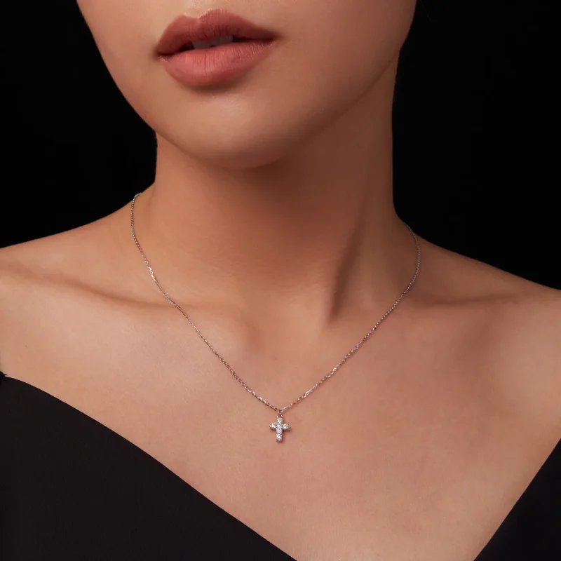 (immagine per) Collana con croce stile PANDORA (con un certificato) - MSN039 - Visualizza 7