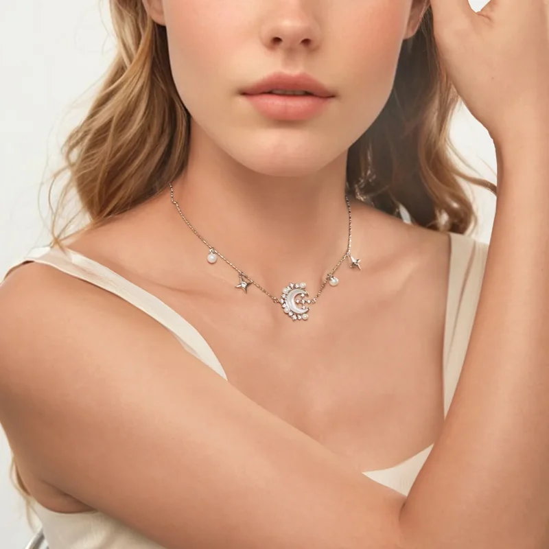(immagine per) Collana con mezzaluna in stile PANDORA - YIN115 - Visualizza 6
