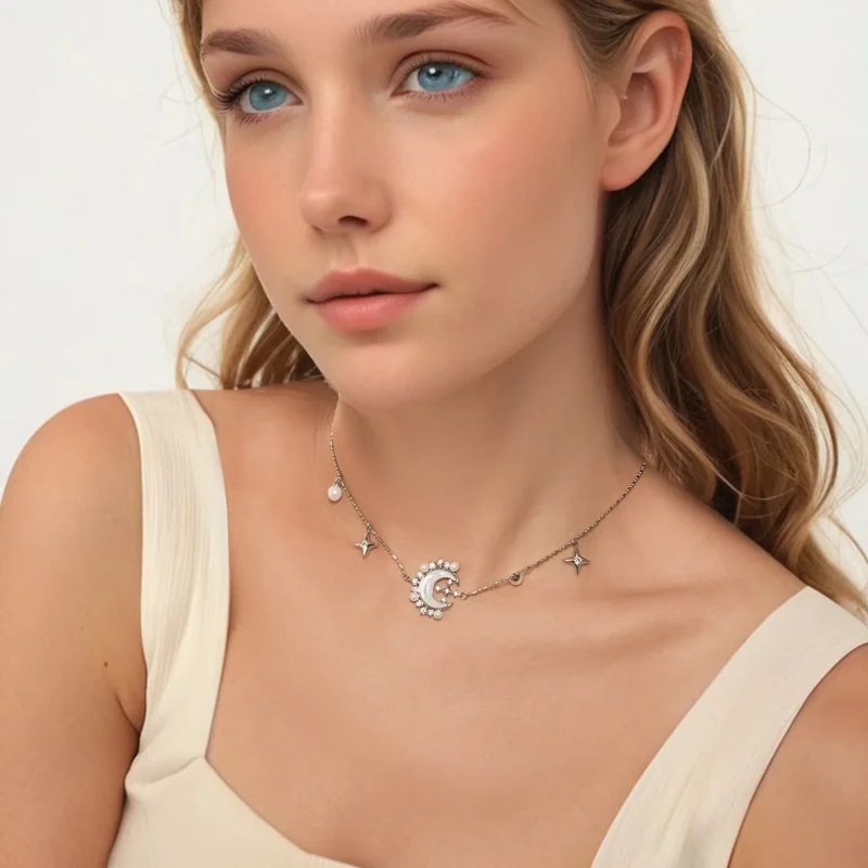 (immagine per) Collana con mezzaluna in stile PANDORA - YIN115 - Visualizza 7