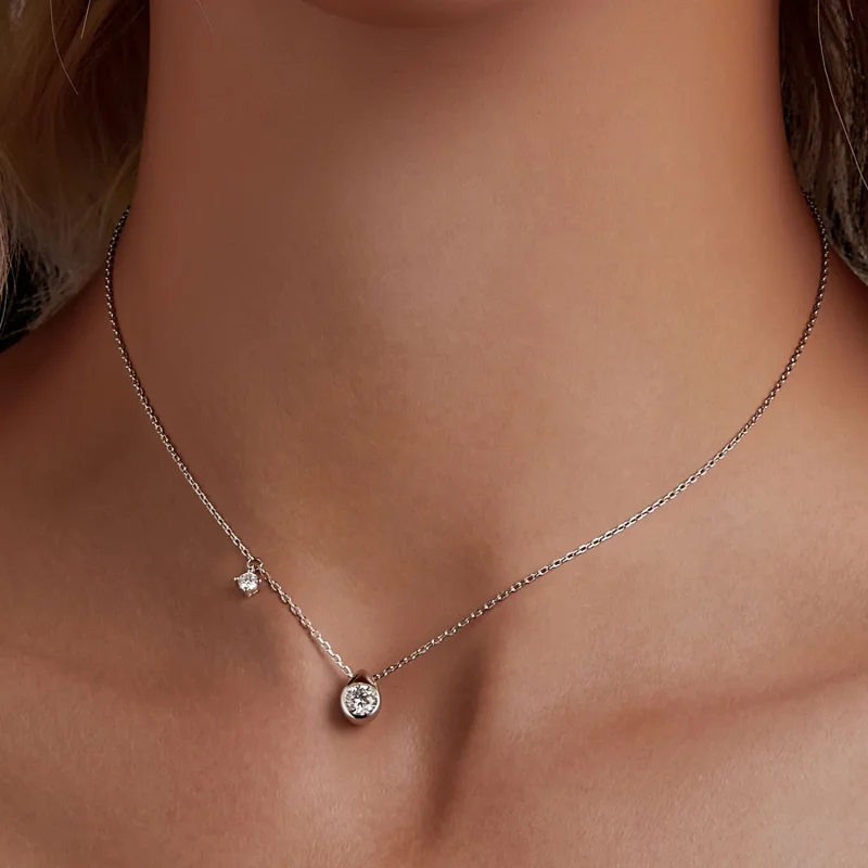 (immagine per) Collana con pendente in moissanite da 0,5 ct stile PANDORA (con un certificato) - Visualizza 5