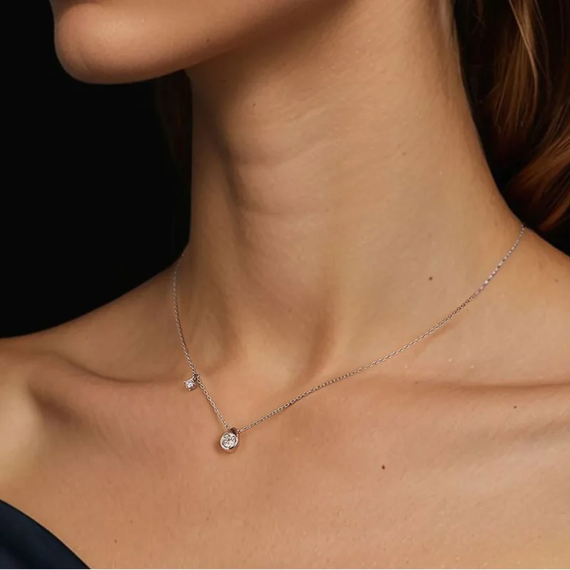 (immagine per) Collana con pendente in moissanite da 0,5 ct stile PANDORA (con un certificato) - Visualizza 6