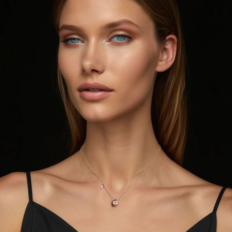 (immagine per) Collana con pendente in moissanite da 0,5 ct stile PANDORA (con un certificato) - Visualizza 7