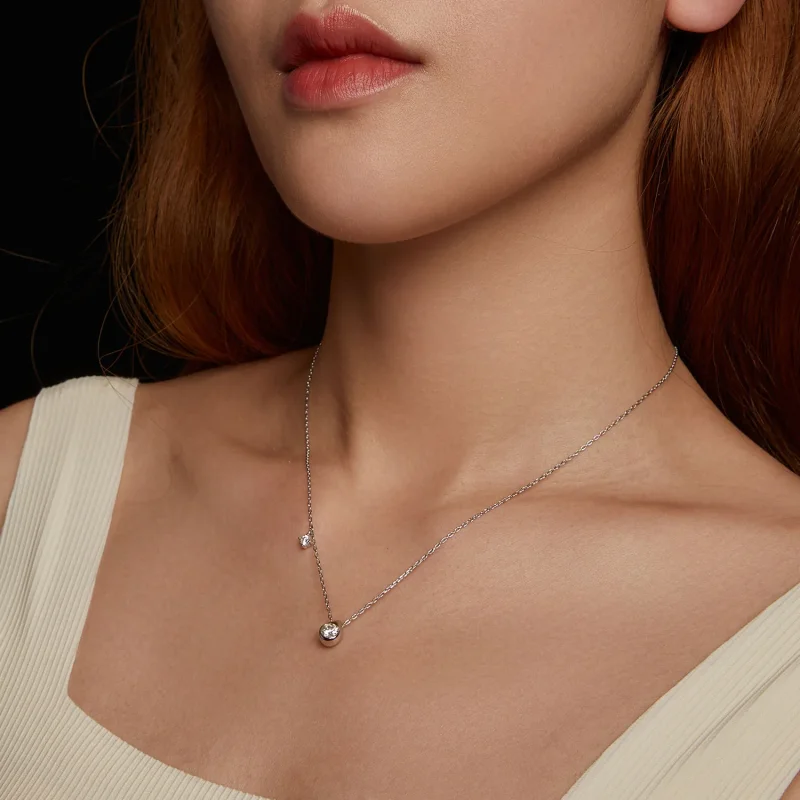 (immagine per) Collana con pendente in moissanite da 0,5 ct stile PANDORA (con un certificato) - Visualizza 8