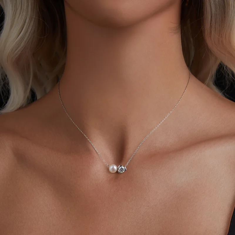 (immagine per) Collana in moissanite rosa stile PANDORA (con un certificato) - MSN040 - Visualizza 4