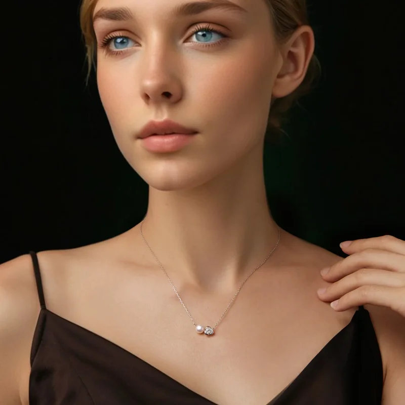 (immagine per) Collana in moissanite rosa stile PANDORA (con un certificato) - MSN040 - Visualizza 5