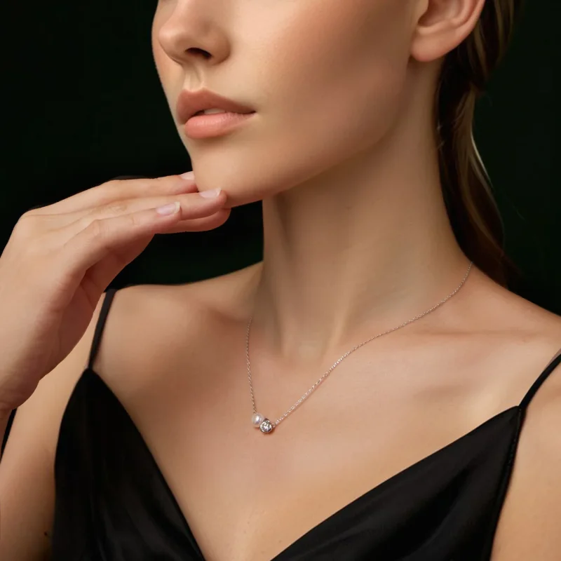 (immagine per) Collana in moissanite rosa stile PANDORA (con un certificato) - MSN040 - Visualizza 6