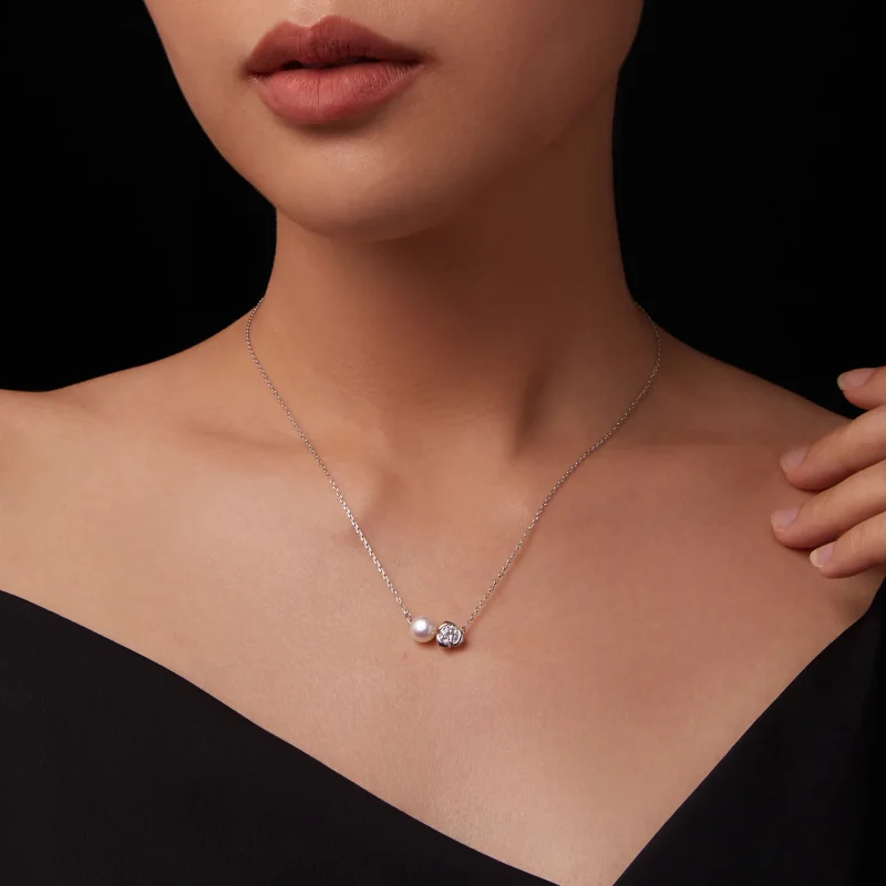 (immagine per) Collana in moissanite rosa stile PANDORA (con un certificato) - MSN040 - Visualizza 7