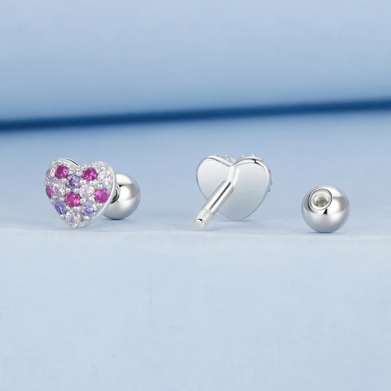 (immagine per) Orecchini a forma di cuore colorato stile PANDORA - BSE1044 - Visualizza 2