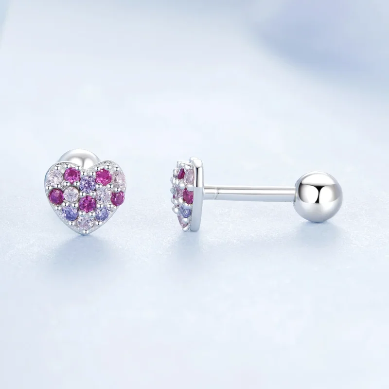(immagine per) Orecchini a forma di cuore colorato stile PANDORA - BSE1044 - Visualizza 4