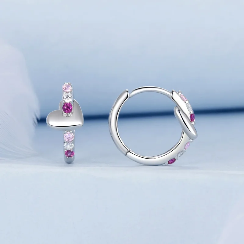 (immagine per) Orecchini a forma di cuore colorato stile PANDORA - BSE1049 - Visualizza 2