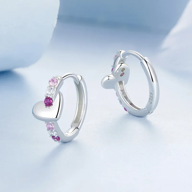 (immagine per) Orecchini a forma di cuore colorato stile PANDORA - BSE1049 - Visualizza 3