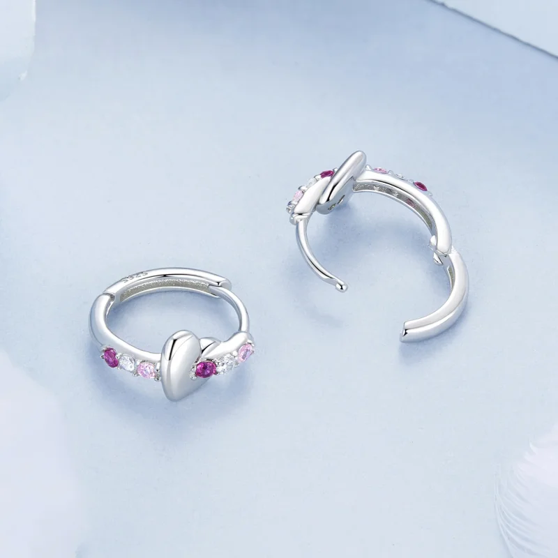 (immagine per) Orecchini a forma di cuore colorato stile PANDORA - BSE1049 - Visualizza 4