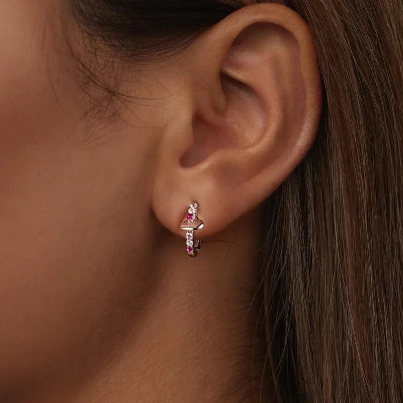 (immagine per) Orecchini a forma di cuore colorato stile PANDORA - BSE1049 - Visualizza 6
