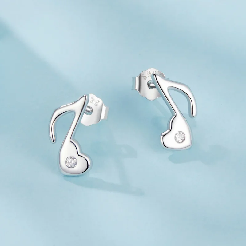 (immagine per) Orecchini a forma di cuore con nota musicale stile PANDORA - SCE1805 - Visualizza 3