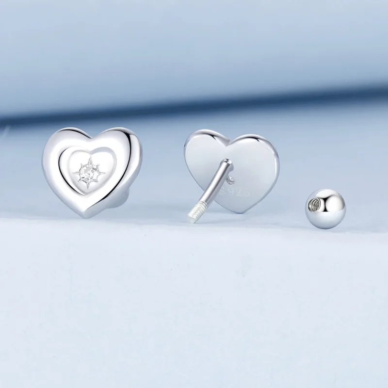 (immagine per) Orecchini a forma di cuore con stella stile PANDORA - BSE1045 - Visualizza 2