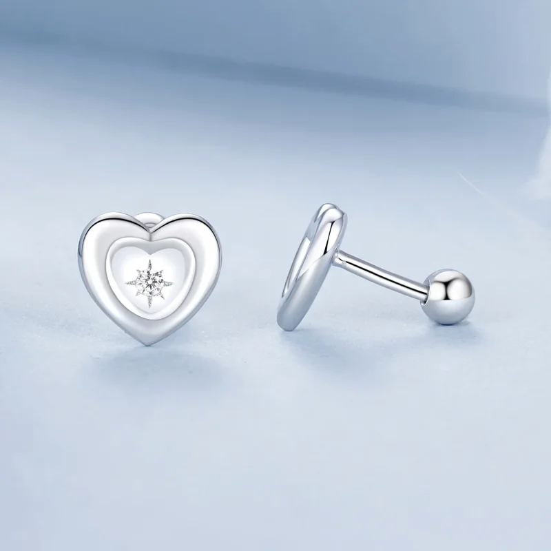 (immagine per) Orecchini a forma di cuore con stella stile PANDORA - BSE1045 - Visualizza 4