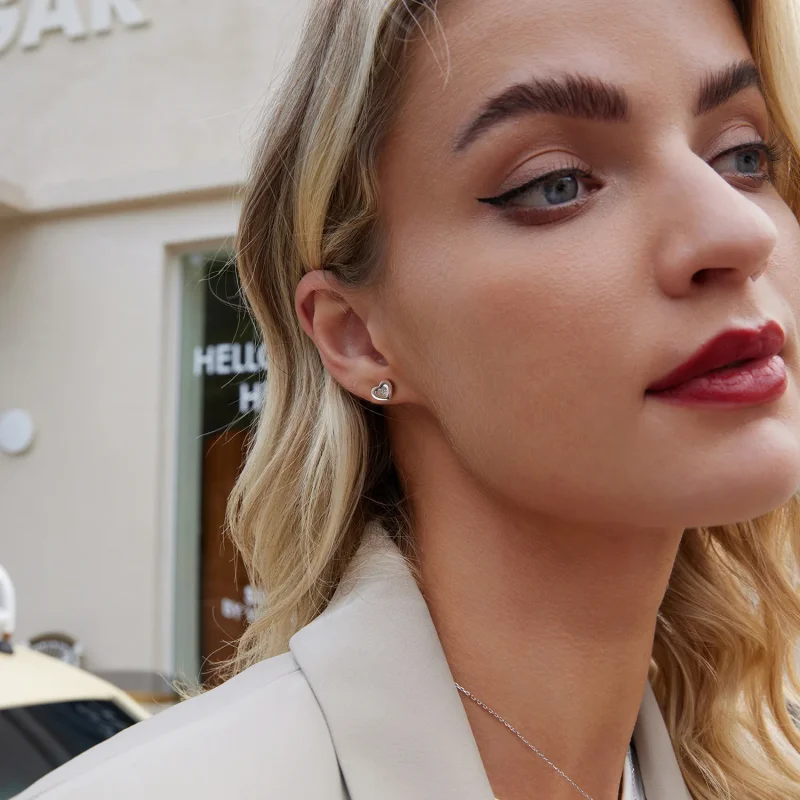 (immagine per) Orecchini a forma di cuore con stella stile PANDORA - BSE1045 - Visualizza 8