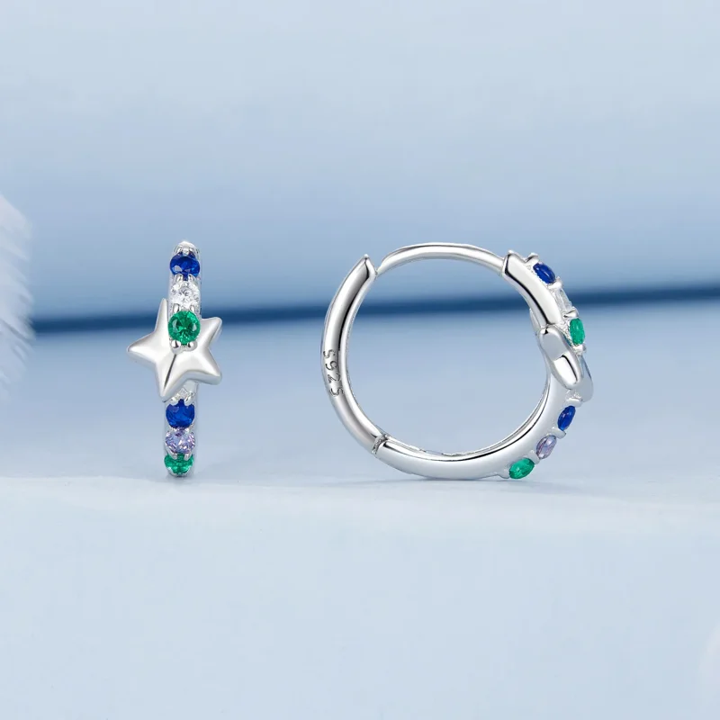 (immagine per) Orecchini a forma di stella colorata stile PANDORA - BSE1048 - Visualizza 2